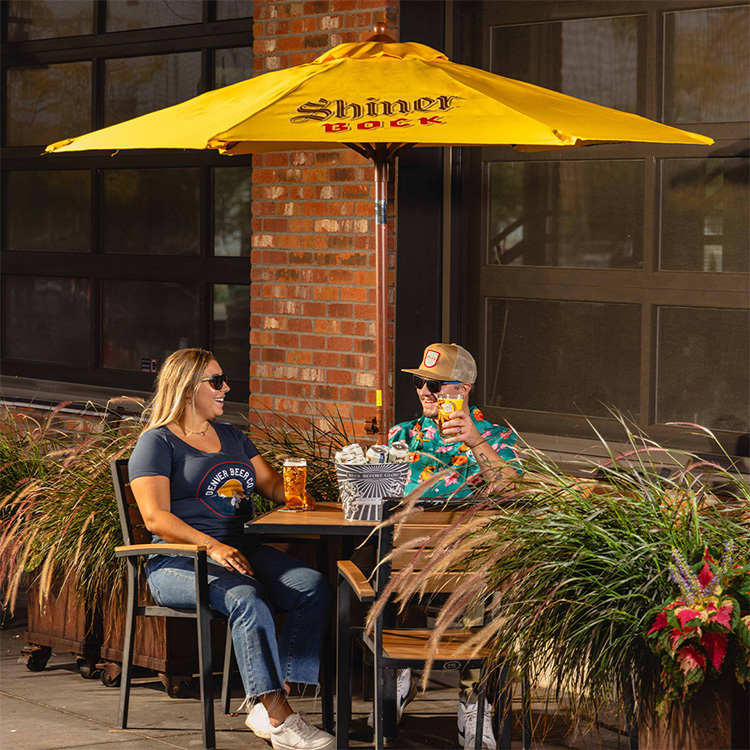 Custom patio umbrella for brewery